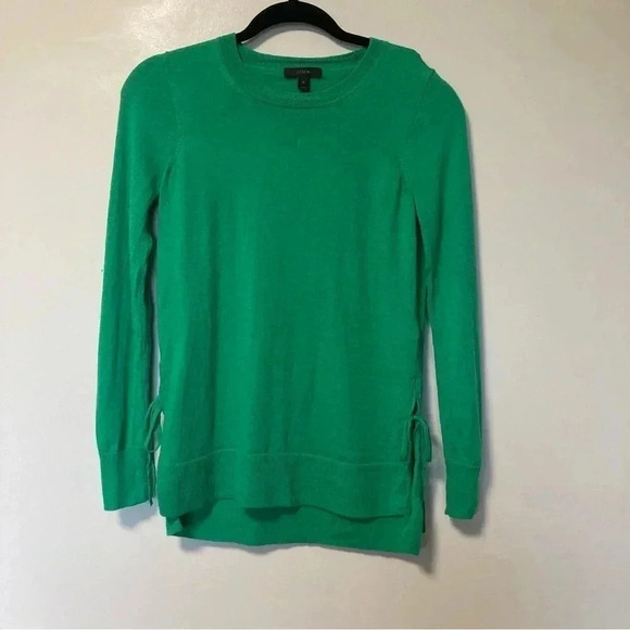 J. Crew green  100% merino wool Tippi sweater lace side - Picture 7 of 7